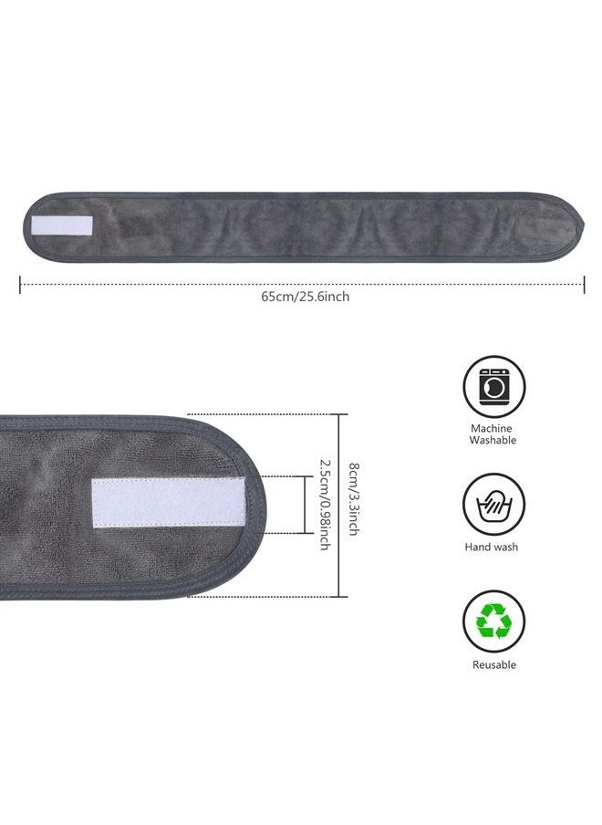 KinHwa - Spa Facial Headband Adjustable Towel Headband Make Up Wrap Head Band for Face Washing, Shower, Yoga Sports 3 Pack Gray - Image 1