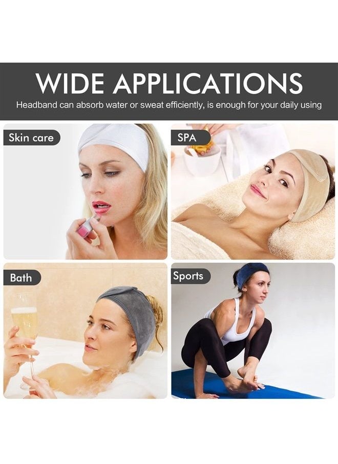 KinHwa - Spa Facial Headband Adjustable Towel Headband Make Up Wrap Head Band for Face Washing, Shower, Yoga Sports 3 Pack Gray - Image 1