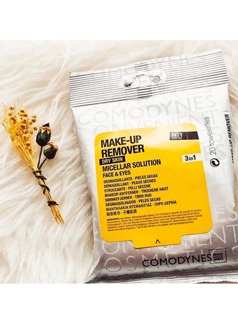 Comodynes Make Up Remover Wipes for Dry Skin 20units - Image 2
