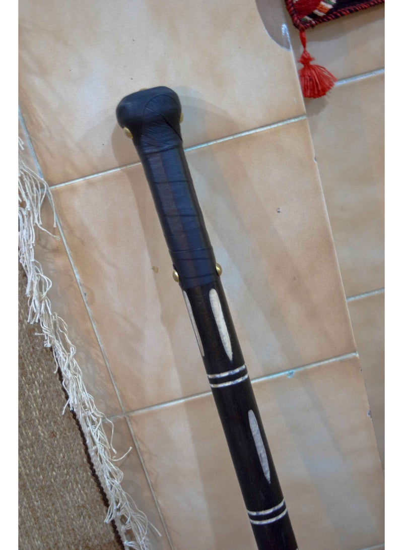 Egypt Antiques Black wooden crutch with white stripes, produced by Egypt Antiques, 100% handmade - Image 1