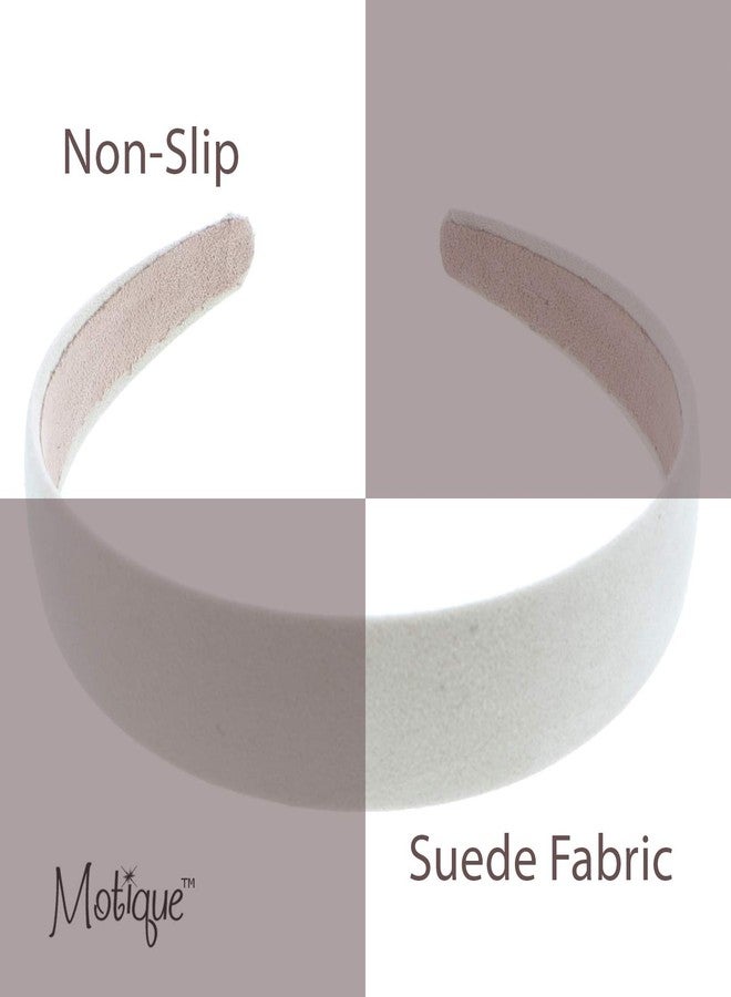 Motique Accessories 1 Inch Wide Suede Like Headband Solid Hair band for Women and Girls - Cream - Image 3