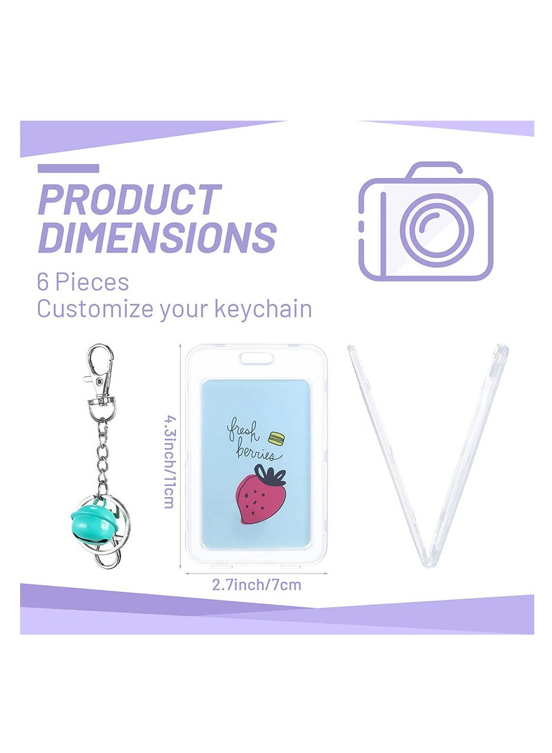 Excefore 6 Pcs Kpop Photocard Holder Keychain, 4.3 x 2.7 Inch Cardholder, Baseball Card Protectors, Photo Key Chain with Bell, Kawaii Korean Key Chain Card Covers, Instant Camera Accessories for Cards Photos - Image 2