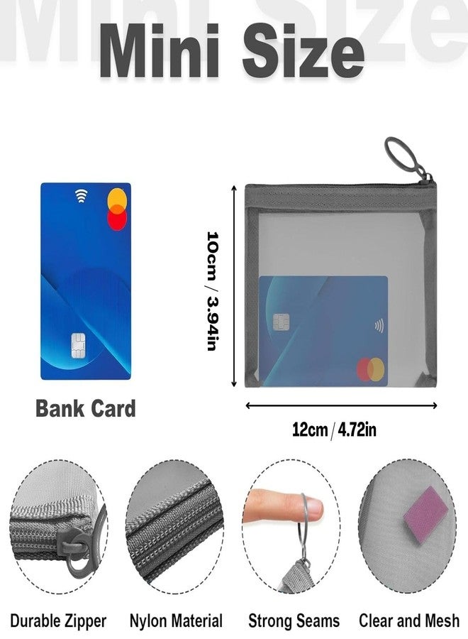 CoolShef مجموعة حقائب مكياج صغيرة من كول شيف للنساء، 4 حقائب صغيرة بسحاب، حقائب شبكية للسفر، حقائب مكياج محمولة بسحاب للمكياج والإكسسوارات - رمادي - Image 2