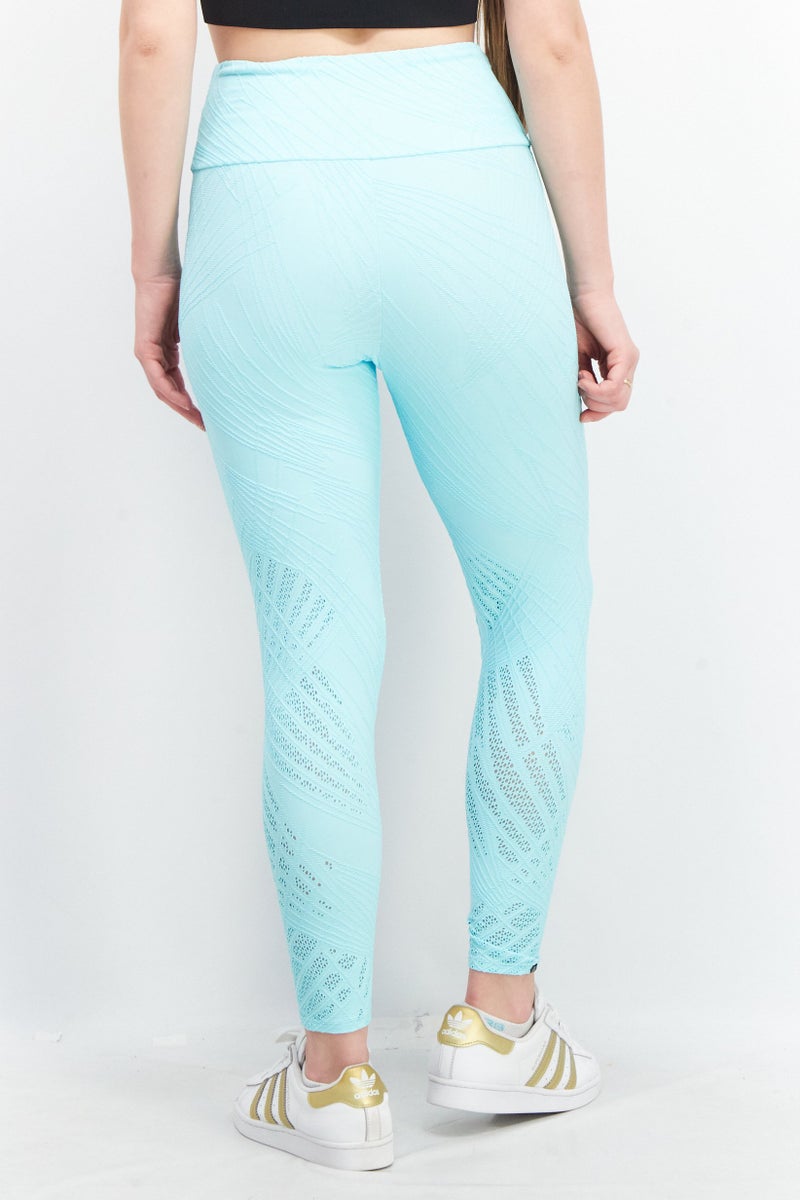 Onzie Women High Rise Textured Leggings, Turquoise - Image 2