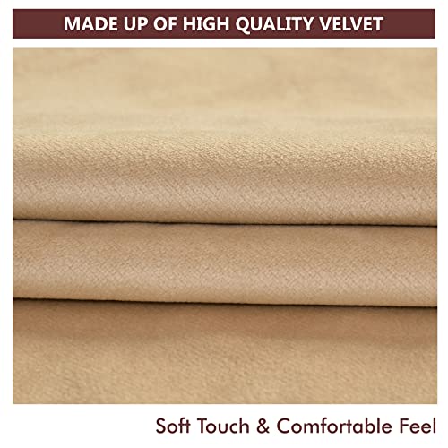 Yellow Weaves Soft Velvet Fabric Cushion Cover 24 X 24 Inches, Set of 3, (Beige) - Image 3