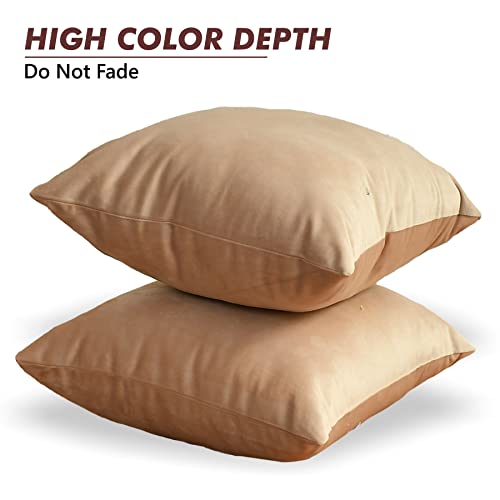 Yellow Weaves Soft Velvet Fabric Cushion Cover 24 X 24 Inches, Set of 3, (Beige) - Image 2