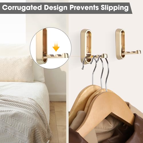 Dntorx Folding Coat Hooks, 2 Pcs Foldable Gold Wall Hooks Heavy Duty Foldable Hook Bathroom Towel Hooks Robe Hooks Wall Mounted for Hanging Coat Towels Clothes Hat Bags Keys - Image 5