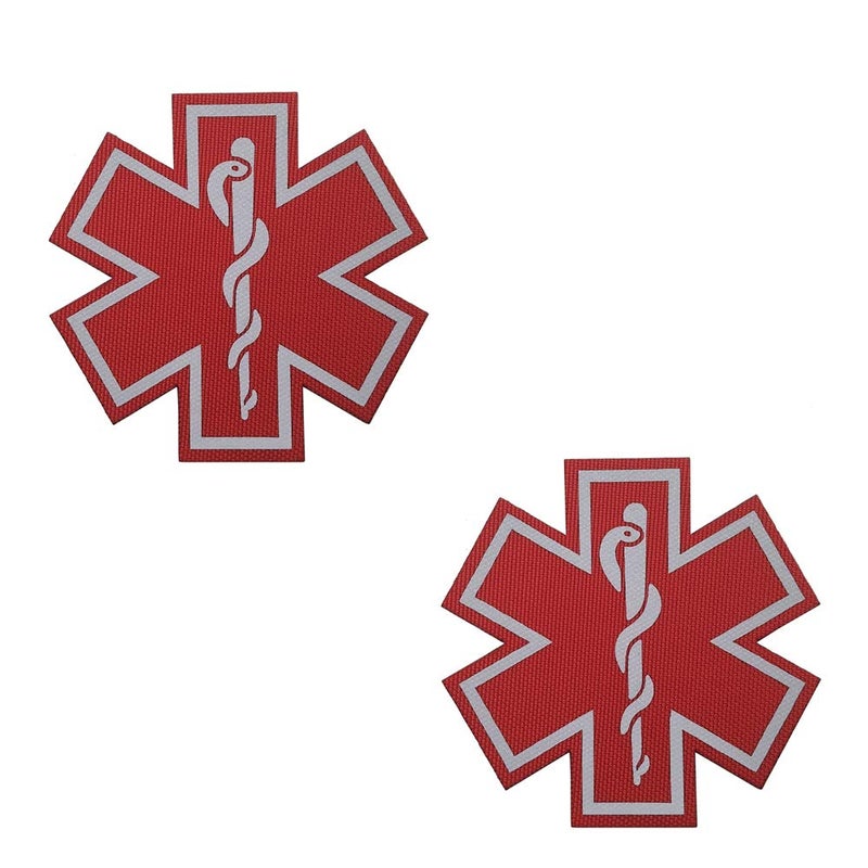 2PCS Reflective Medic Patches with Hook Loop Backing for Clothes 276 Inch