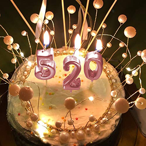 XNOVA 4th Birthday Candle Four Years Pink Happy Birthday Number 4 Candles for Cake Topper Decoration for Party Kids Adults Numeral 40 14 54 84 47 24 64 14 - Image 3