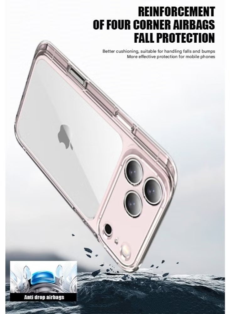 جراب iPhone 17 Pro Max: وردي شفاف، واقي شاشة مدمج، درجة نحيفة متينة - Image 4