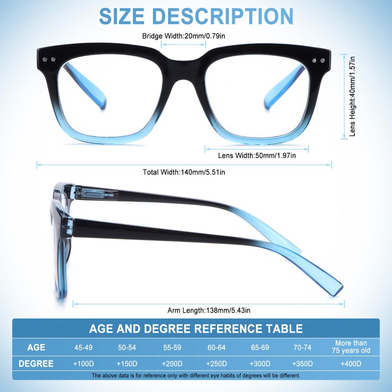 Chofilord 6 Pack Fashion Reading Glasses For Women Men Blue Light Blocking Oversized Square Readers With Spring Hinge (6 Pack Colorful B  1.75) - Image 4