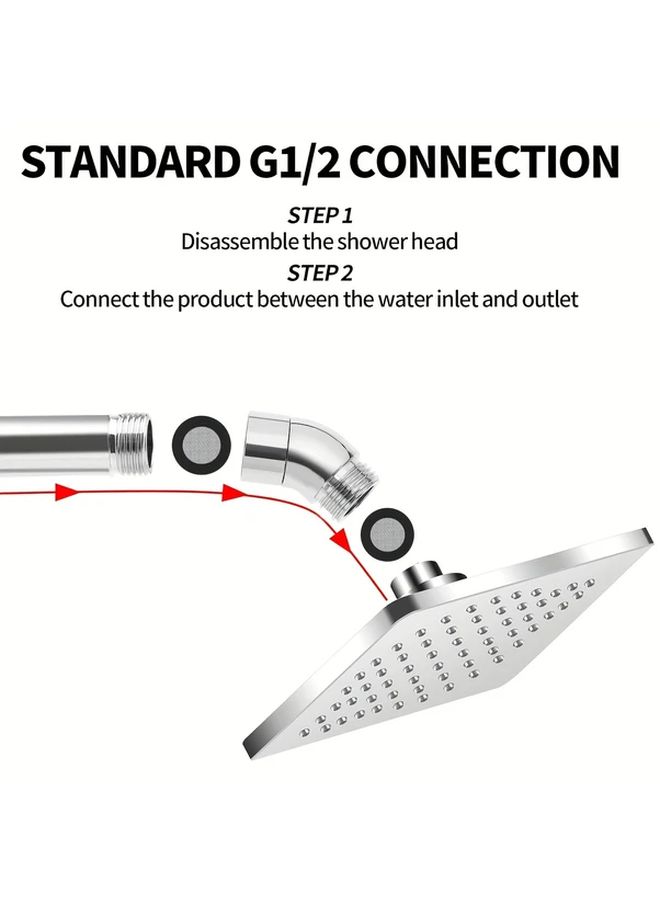 Silvery Adjustable 135 Degree Shower Head With Flexible Hose Handheld Bathtub No Electricity - Image 2