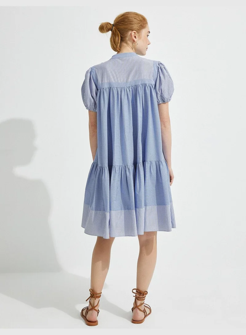 KOTON El Emeği Dress Embroidered Striped Cotton