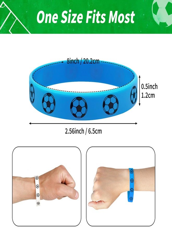 CHengQiSM 16 Pcs Soccer Silicone Bracelets, Red Green Blue White Motivational Rubber Wristbands, Sports Rubber Bracelets for Soccer Themed Party Favors Birthday Supplies Game Day Sports Events - Image 2
