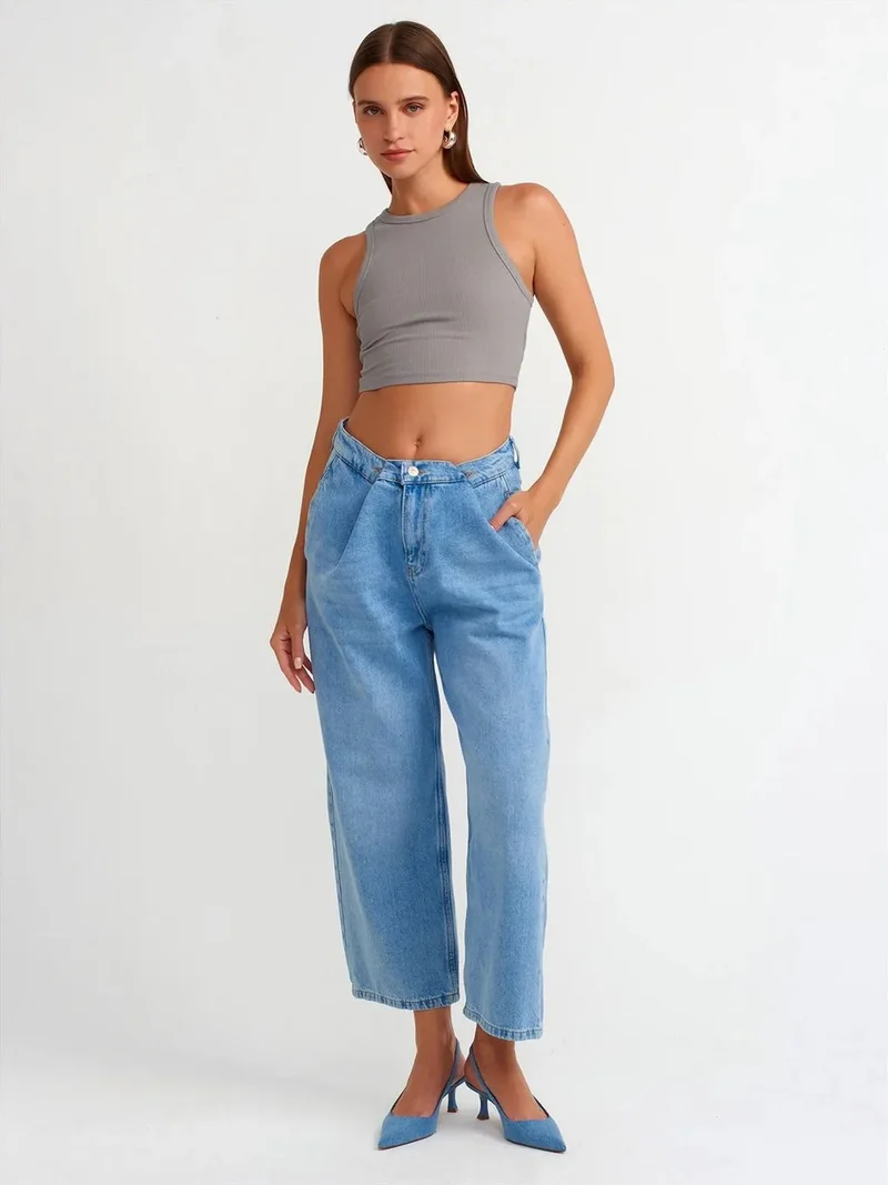 ديلفين DILVIN High-Waist Balloon Capri Jeans