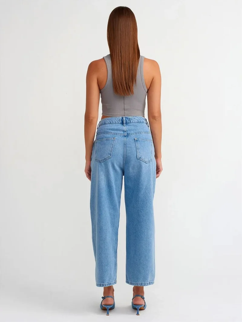 ديلفين DILVIN High-Waist Balloon Capri Jeans