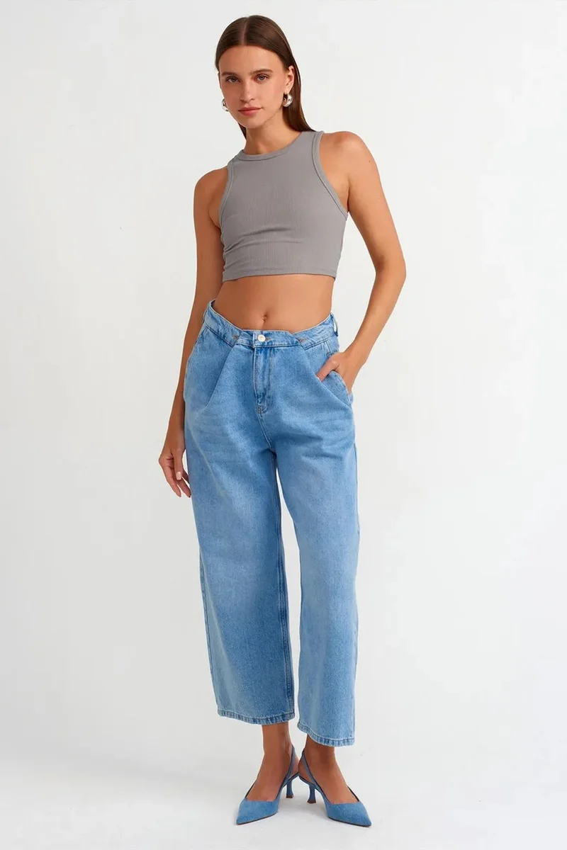 DILVIN High-Waist Balloon Capri Jeans
