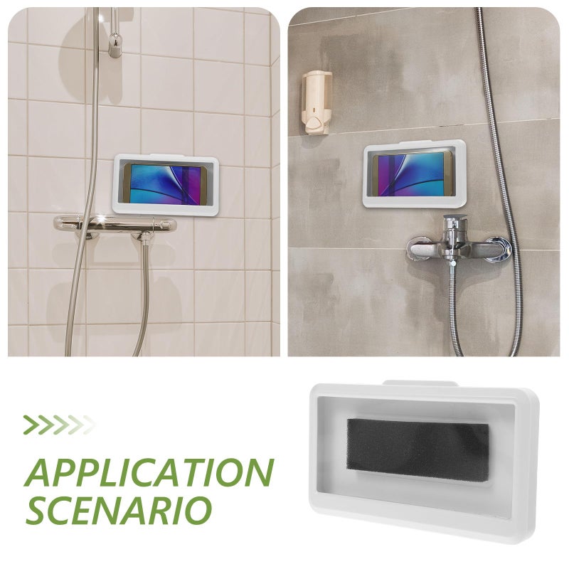 Waterproof Shower Phone Pouch Touchscreen Support White Bathroom Wall Mount - Image 4