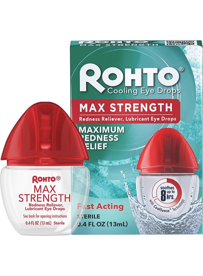 Rohto Cool Max Cooling Eye Drops Maximum Redness Relief, 0.4oz