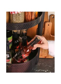 Spaceshoop Round Trolley Kitchen Storage Cart with Fruit Vegetable Storage Baskets White 3 Layer  - Image 2