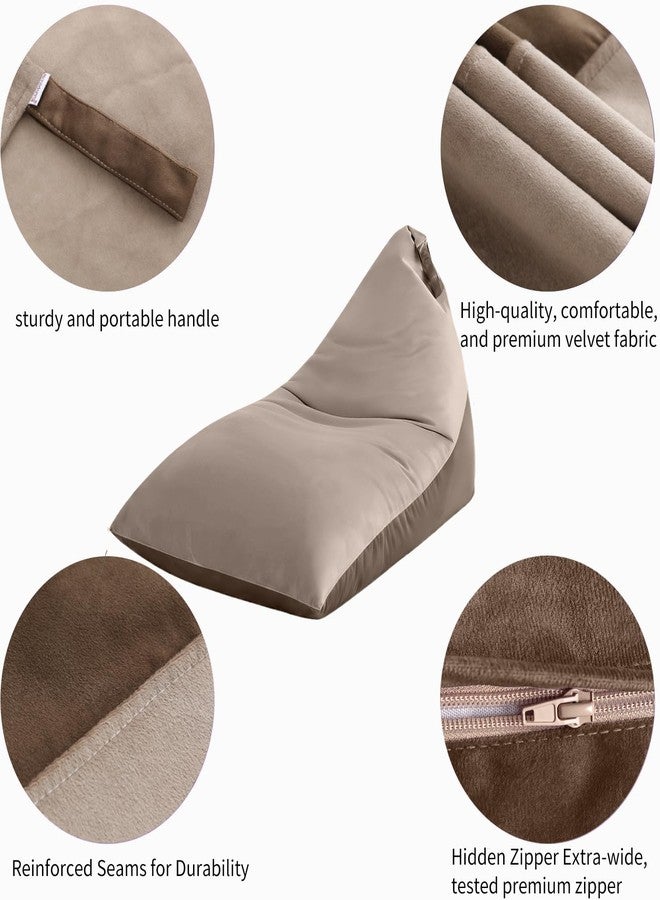 Nobildonna Stuffed Animal Storage Bean Bag Chair Cover for Kids (No Filler), 400L Extra Large Premium Velvet Lazy Sofa Cover, Washable Ultra Soft Triangular Bean Bag Chair Cover (Brown) - Image 4