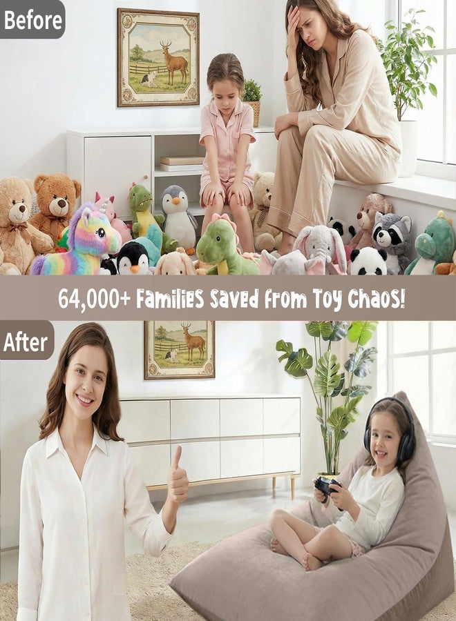 Nobildonna Stuffed Animal Storage Bean Bag Chair Cover for Kids (No Filler), 400L Extra Large Premium Velvet Lazy Sofa Cover, Washable Ultra Soft Triangular Bean Bag Chair Cover (Brown) - Image 5