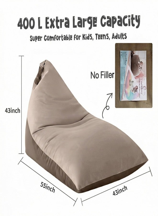Nobildonna Stuffed Animal Storage Bean Bag Chair Cover for Kids (No Filler), 400L Extra Large Premium Velvet Lazy Sofa Cover, Washable Ultra Soft Triangular Bean Bag Chair Cover (Brown) - Image 2