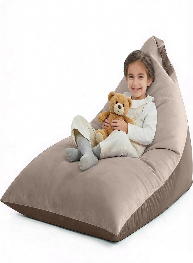 Nobildonna Stuffed Animal Storage Bean Bag Chair Cover for Kids (No Filler), 400L Extra Large Premium Velvet Lazy Sofa Cover, Washable Ultra Soft Triangular Bean Bag Chair Cover (Brown) - Image 1