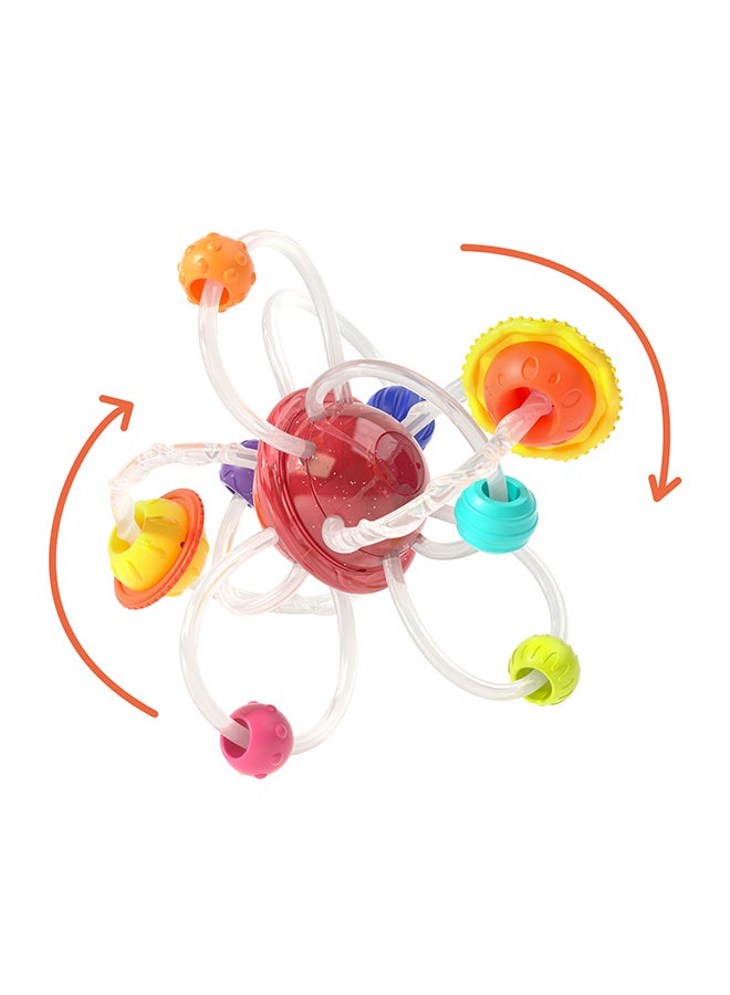 Hola Planet Hand Catching Ball Teether for Babies 6+ Months | Multi-Sensory Infant Grasping Toy with Spinning Globe & Textured Rings - Image 3