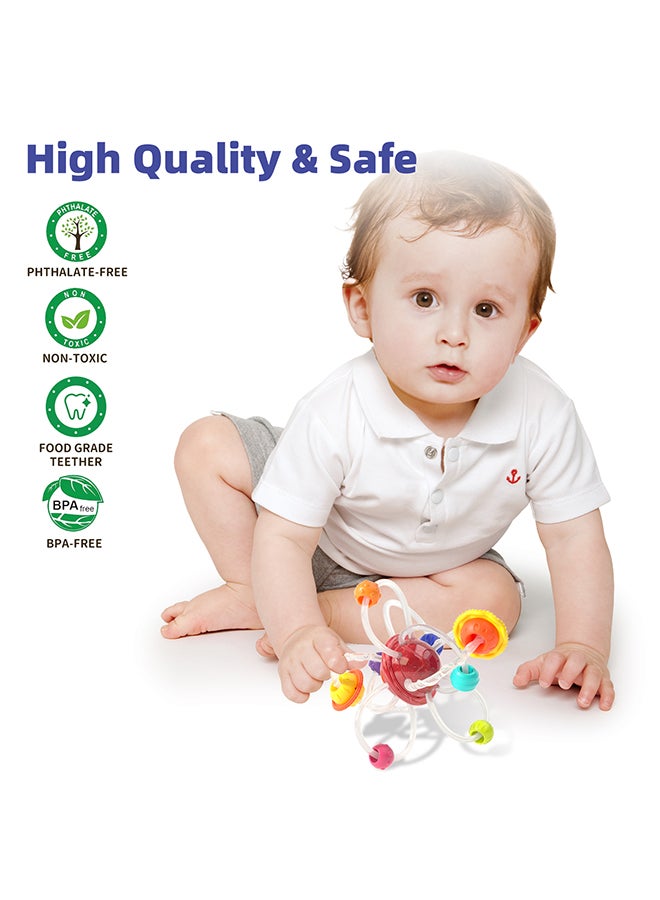 Hola Planet Hand Catching Ball Teether for Babies 6+ Months | Multi-Sensory Infant Grasping Toy with Spinning Globe & Textured Rings - Image 5