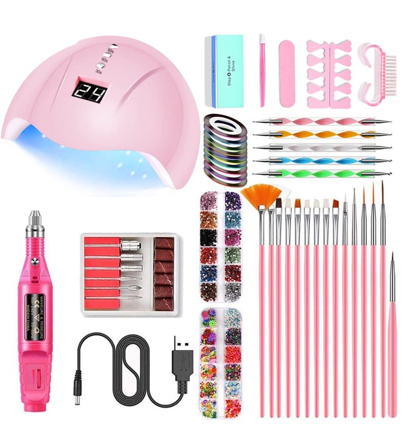 MIUVA Portable UV Lamp LED Dry Nail Kit Manicure Nail Tool Set,Practical Nail Art Set,Electric Nail Drill with UV LED Nail Light ,3D Art Acrylic Nail Tools - Image 1
