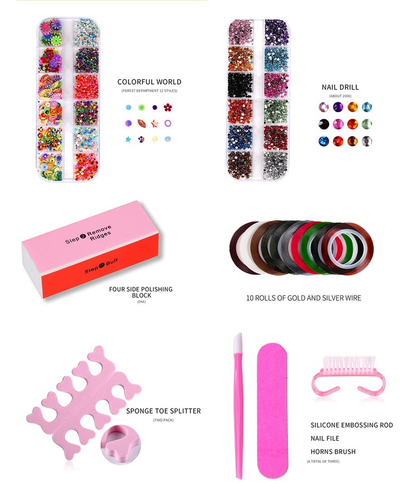 MIUVA Portable UV Lamp LED Dry Nail Kit Manicure Nail Tool Set,Practical Nail Art Set,Electric Nail Drill with UV LED Nail Light ,3D Art Acrylic Nail Tools - Image 5