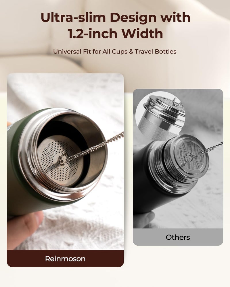 Reinmoson Mini Tea Strainers for Loose Tea, Extra Fine Mesh Tea Infuser, 304 Stainless Steel & Updated Slim Threaded Lid, Loose Leaf Tea Steeper for Black Tea, Rooibos, etc - Image 3