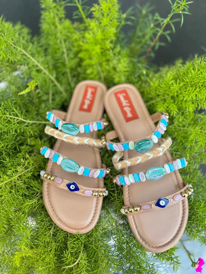 Sandal Stories Boho Beaded Multistrap Sandals for Women