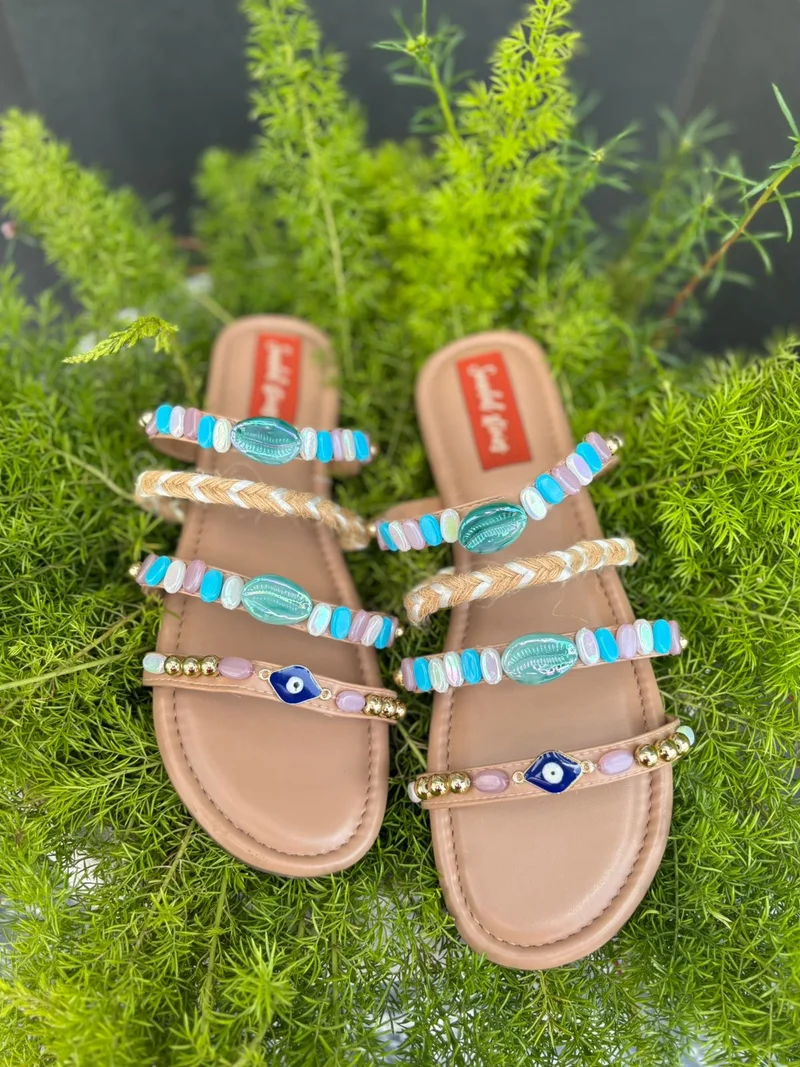 Sandal Stories Boho Beaded Multistrap Sandals for Women