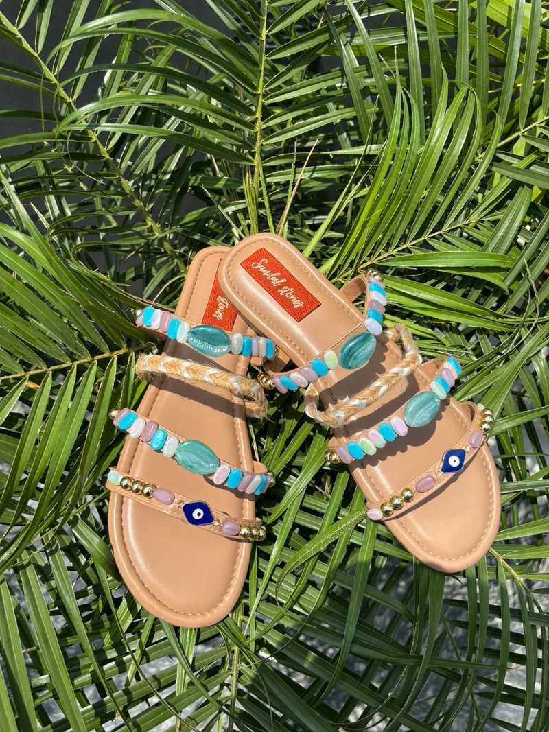 Sandal Stories Boho Beaded Multistrap Sandals for Women