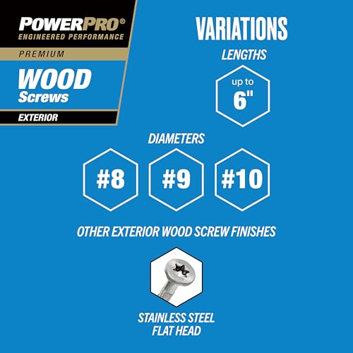 Power Pro براغي خشب خارجية فاخرة من باور برو، #10 × 3-1/2 بوصة براغي سطح متعددة الاستخدامات لمشاريع الهواء الطلق، مع رأس نجمي T-25، برونزي، 55 قطعة | 48603V4 - Image 3