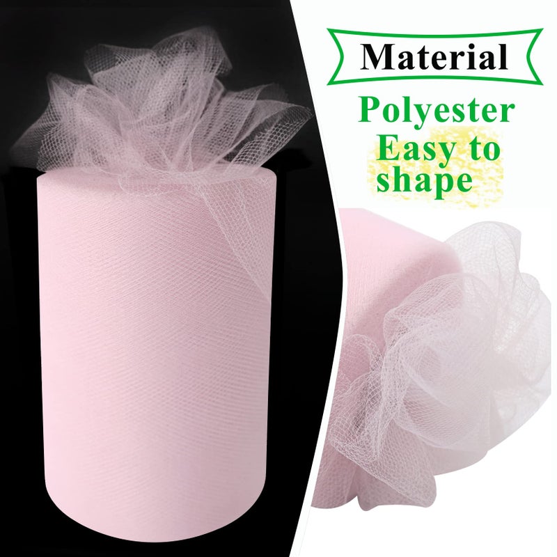 IONTACH Light Pink Tulle Fabric Rolls 6 Inch by 100 Yards (300 feet) Fabric Spool Tulle Ribbon for DIY Light Pink Tutu Bow Baby Shower Easter Birthday Party Wedding Decorations Christmas Craft Supplies - Image 4