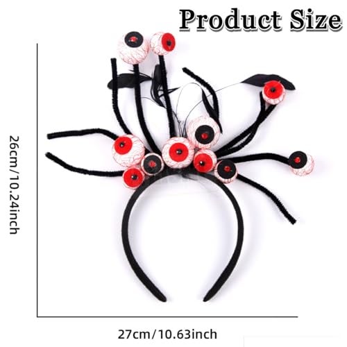 TLISMI Halloween Party Horror Eyeballs Headbands for Girls & Women | Fun Scary Party Prop for Kids, Trick-or-Treat, Cosplay & Dress-Up | Hair Accessory with Red & Black Eyeball Design Headpiece - Image 3