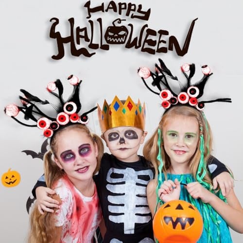 TLISMI Halloween Party Horror Eyeballs Headbands for Girls & Women | Fun Scary Party Prop for Kids, Trick-or-Treat, Cosplay & Dress-Up | Hair Accessory with Red & Black Eyeball Design Headpiece - Image 5