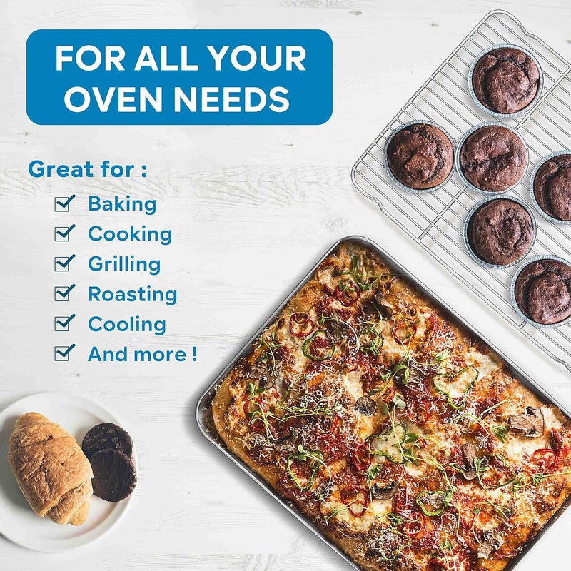 Herogo Baking Pan Sheet with Cooling Rack Set for Oven, 18 x 13 x 1 Inch, Stainless Steel Fluted Bakeware Cookie Sheet Tray Non-stick, Dishwasher Safe - Image 2
