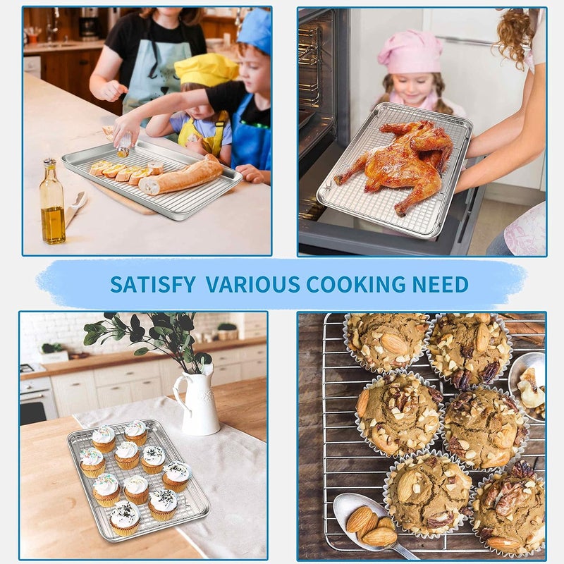 Herogo Baking Pan Sheet with Cooling Rack Set for Oven, 18 x 13 x 1 Inch, Stainless Steel Fluted Bakeware Cookie Sheet Tray Non-stick, Dishwasher Safe - Image 4