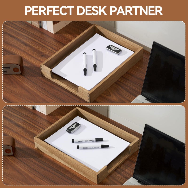 Kirigen Wood Letter-Size Tray Single-Tier(TP-DBR)- Wooden Tones Collection Front-Load Documents Tray for Office Desktop Organizer - Desk Magazine, File, Folder, Paper Holder Drak Brown - Image 4
