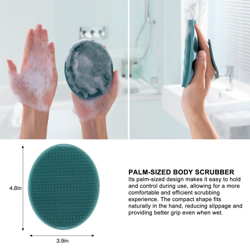 Innerneed Soft Silicone Body Cleansing Brush Shower Scrubber, Gentle Exfoliating and Massage for All Kinds of Skin (Pink+Dark Green) - Image 3