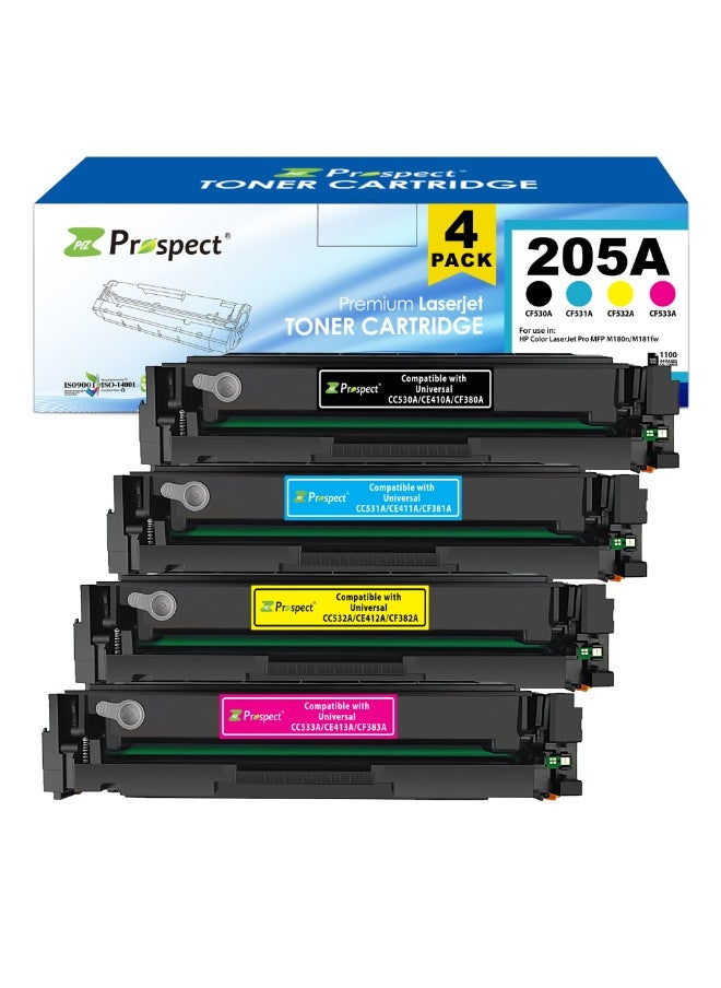 Prospect Toner Cartridge 205A Full Set CF530A BK CF531A CF532A CF533A Full Set Compatible with HP Color LaserJet Pro MFP M180n M181fw M154A M154NW ( Black Cyan Yellow Magenta 4-Pack )  - Image 1
