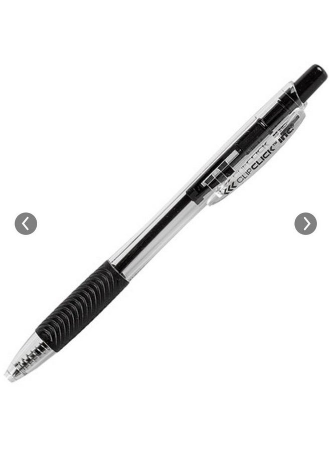 NICI - Clip Click Retractable Ball Point Pens 1.0 Mm Black Ink Set Of 8 - Image 1