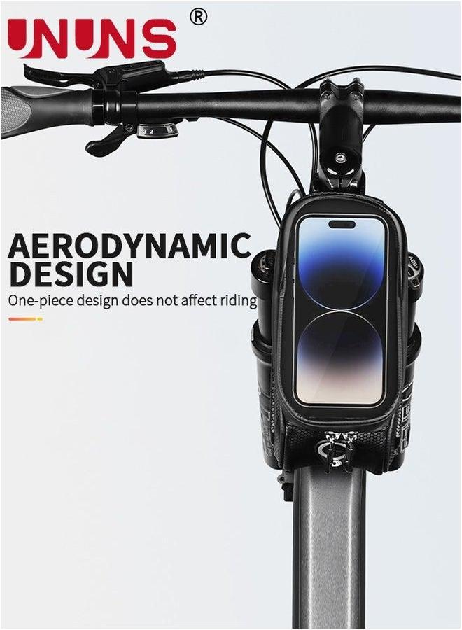 UNUNS Bike Racks Bag,Handlebar Bags With 0.25mm TPU Touch-Screen,Bicycle Top Tube Bag Pouch,Waterproof Phone Holder Mount Hard Casing For Road Bike,MTB,E-bikes,Fit Under 6.5 Phones,Bike Accessories - Image 4