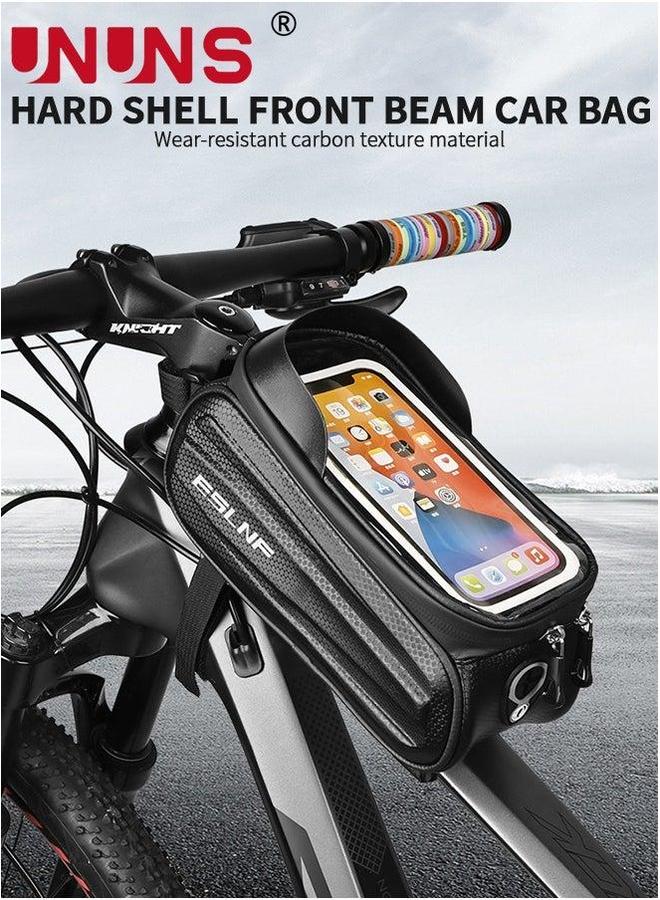 UNUNS Bike Racks Bag,Handlebar Bags With 0.25mm TPU Touch-Screen,Bicycle Top Tube Bag Pouch,Waterproof Phone Holder Mount Hard Casing For Road Bike,MTB,E-bikes,Fit Under 6.5 Phones,Bike Accessories - Image 2