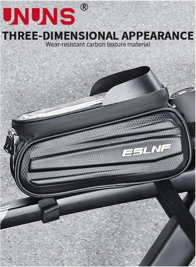 UNUNS Bike Racks Bag,Handlebar Bags With 0.25mm TPU Touch-Screen,Bicycle Top Tube Bag Pouch,Waterproof Phone Holder Mount Hard Casing For Road Bike,MTB,E-bikes,Fit Under 6.5 Phones,Bike Accessories - Image 3