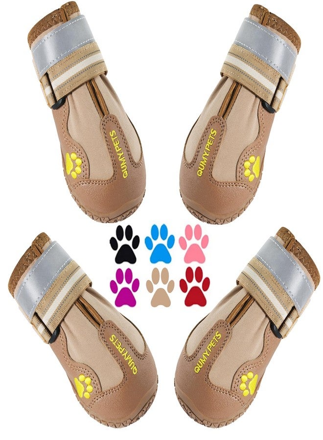 QUMY Dog Shoes for Large Dogs, Medium Dog Boots & Paw Protectors for Winter Snowy Day, Summer Hot Pavement, Water-Resistant in Rainy Weather, Outdoor Walking, Indoor Hardfloors Skid-Resistant Sole - Image 1